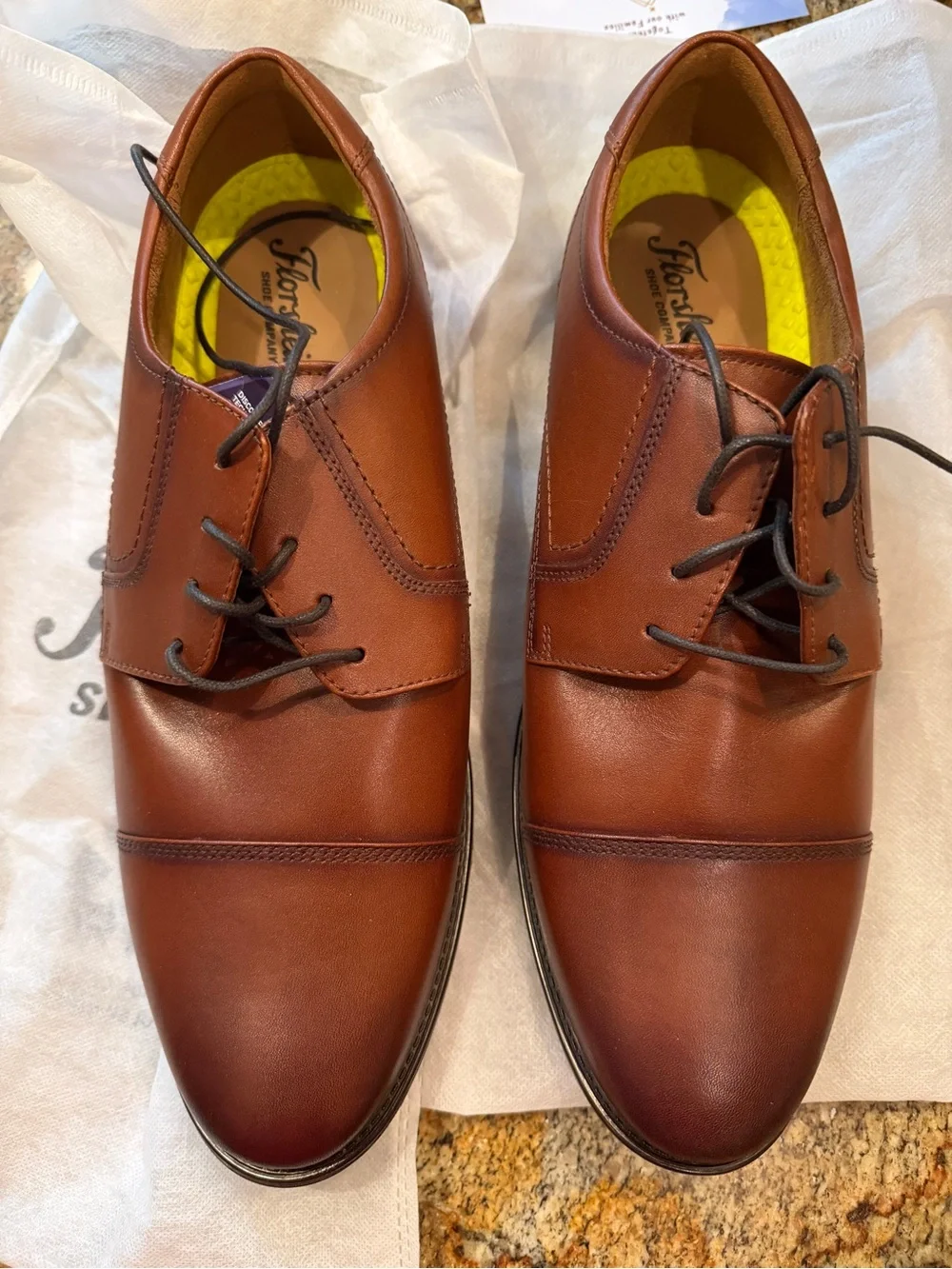 Florsheim Men’s Brown Leather Cap-Toe Derby Oxfords